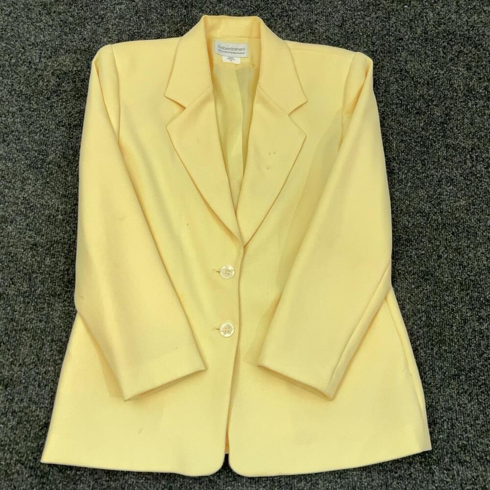 Haberdashery By Leslie Fay Pant Suit Womens 8 Yellow 2 Piece Jacket Pants Set